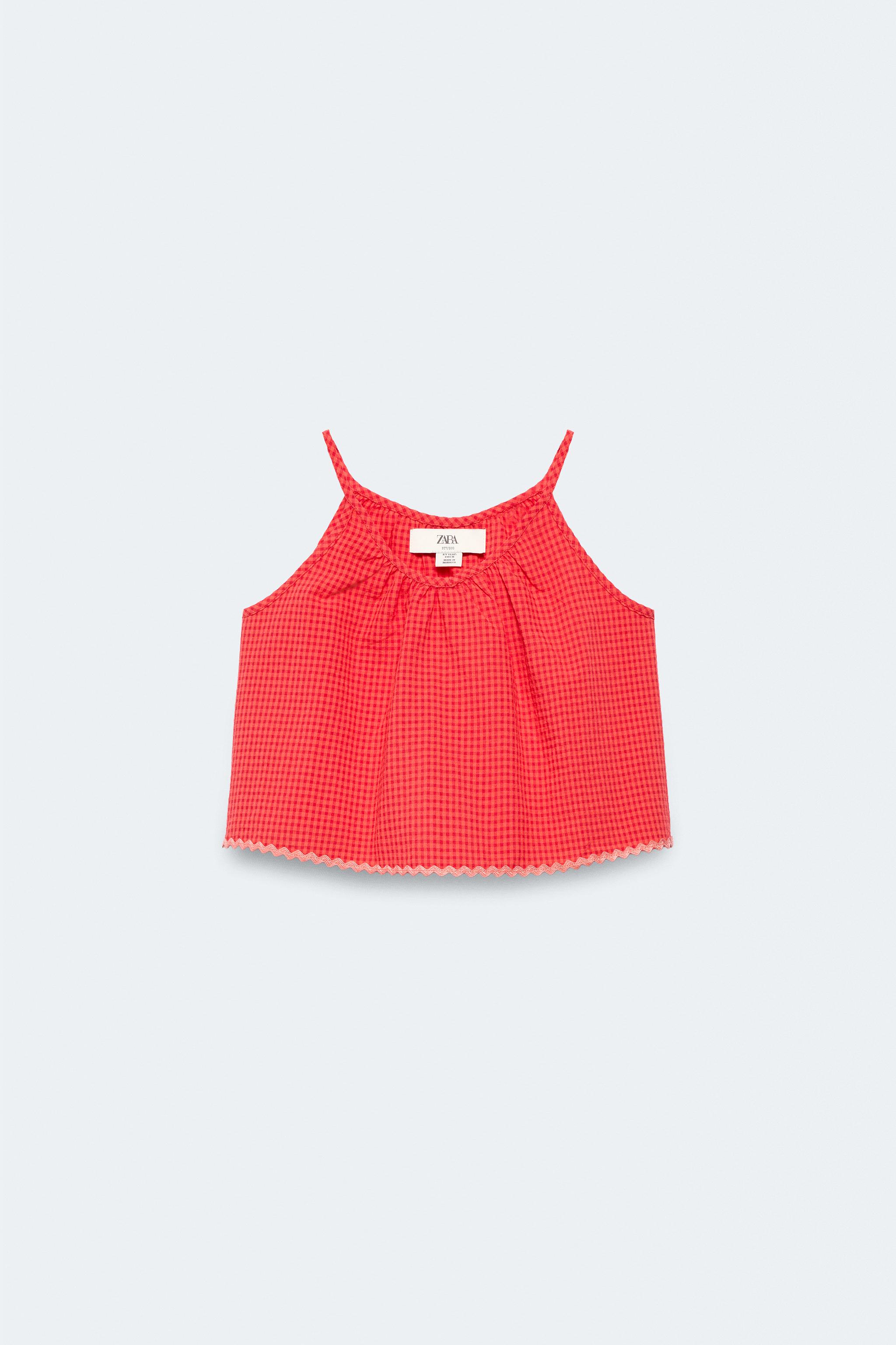 2-14 YEARS / GINGHAM TOP WITH WAVE TRIM - LIMITED EDITION